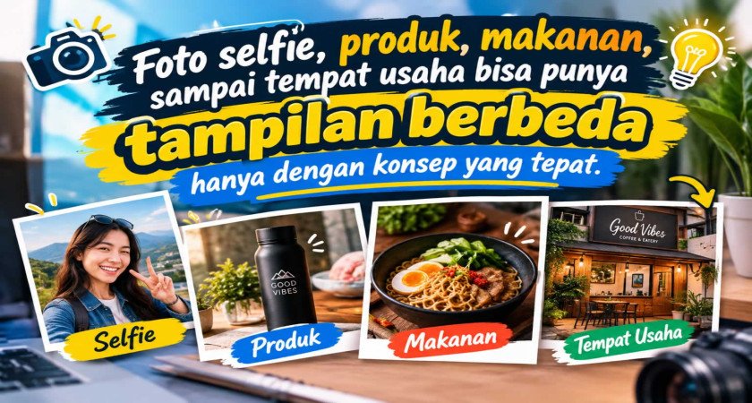 Foto selfie, produk, makanan, sampai tempat usaha bisa punya tampilan berbeda hanya dengan konsep yang tepat.