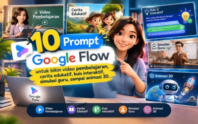 10 Prompt Google Flow untuk bikin video pembelajaran, cerita edukatif, kuis interaktif, simulasi guru, sampai animasi 3D.